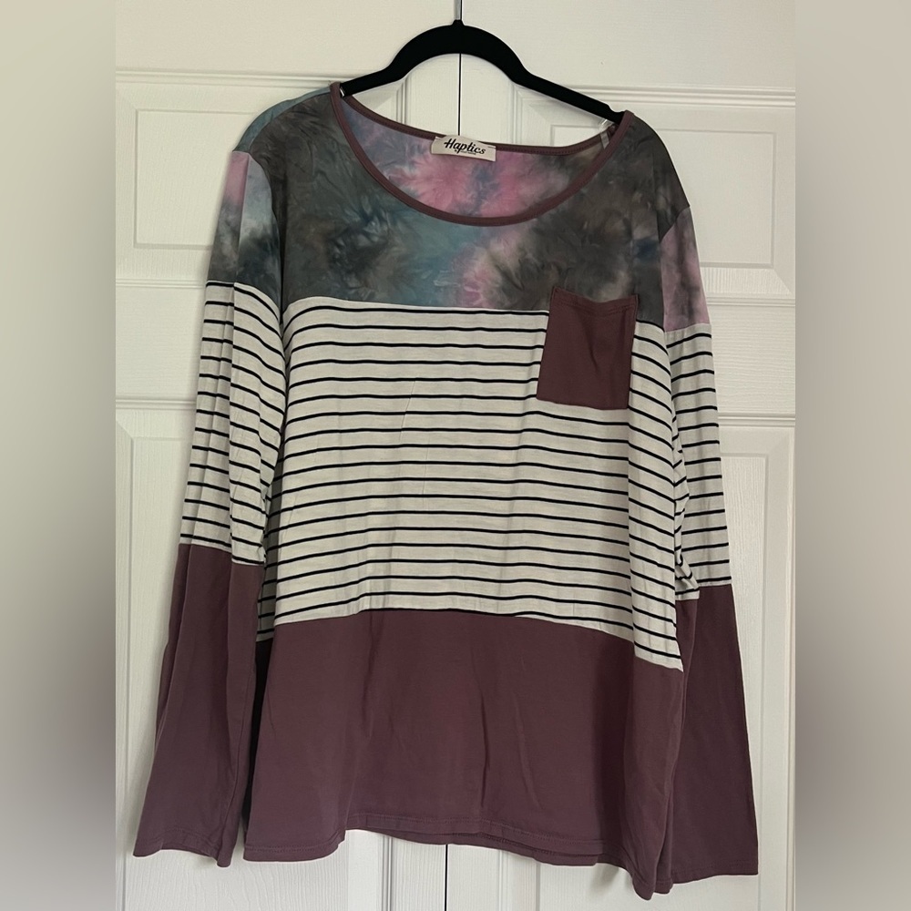Haptics by Holly Harper Striped & Tie Dye Long Sleeved Top